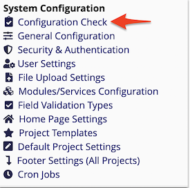 Configuration Check Menu