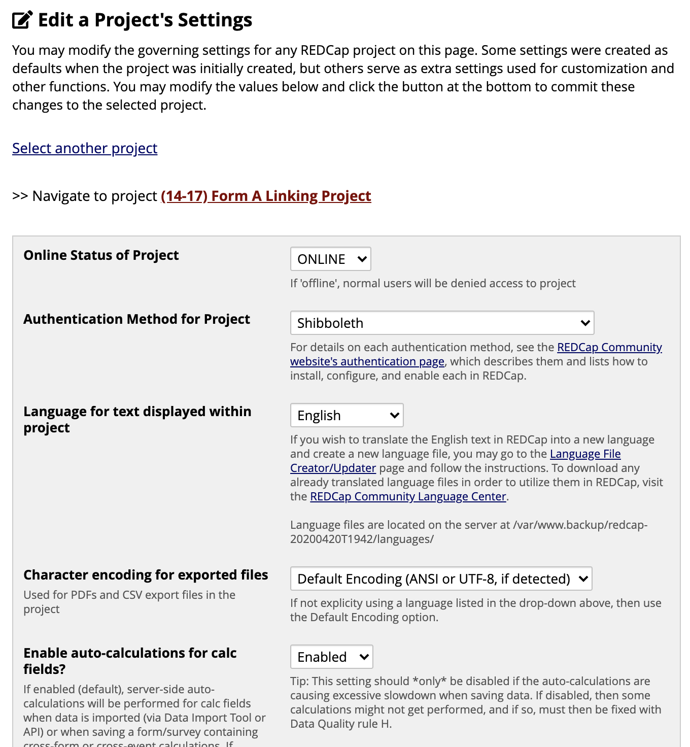 Edit a Project's Settings 1 of 2