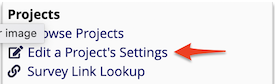 Edit a Project's Settings Menu