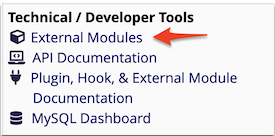 External Modules Menu