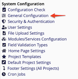 General Configuration Menu