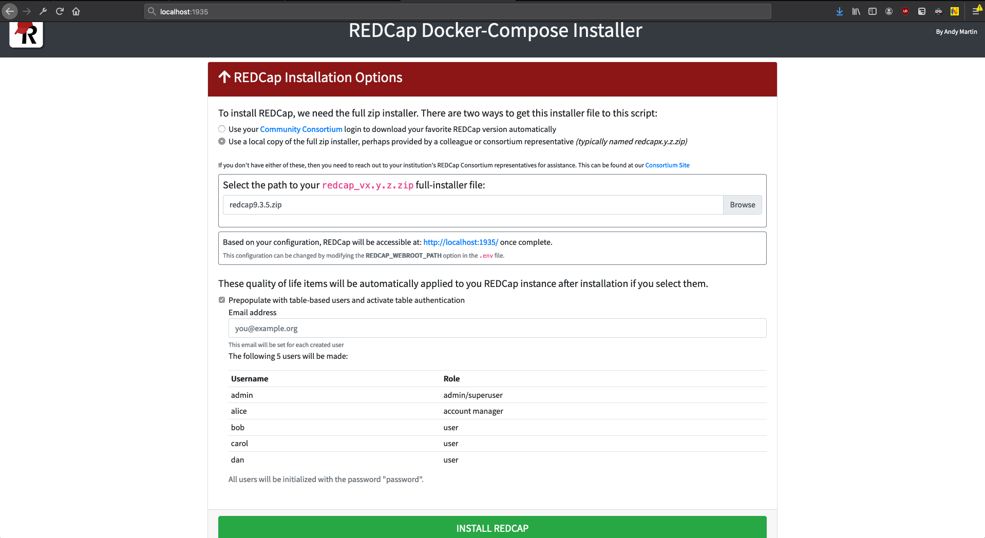 REDCap Docker-Compose Installer