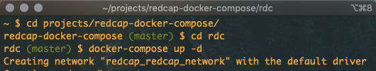 terminal nav and docker-compose up -d