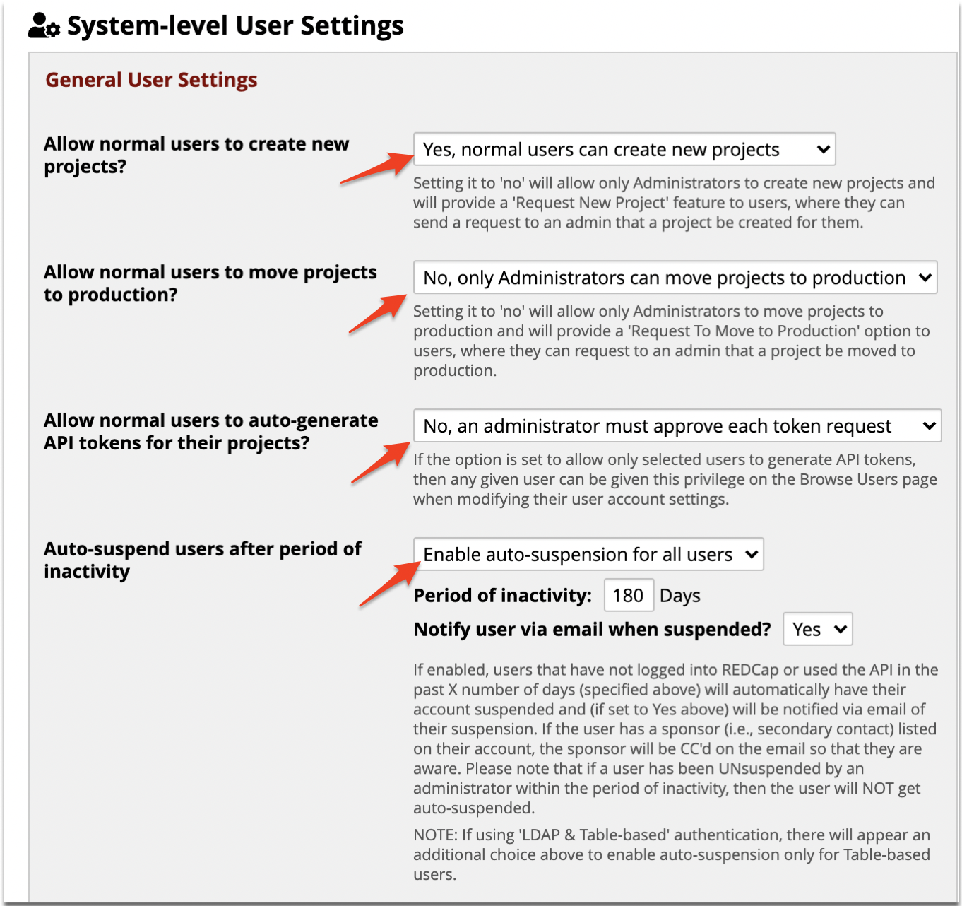 User Settings System-Level 1 of 2